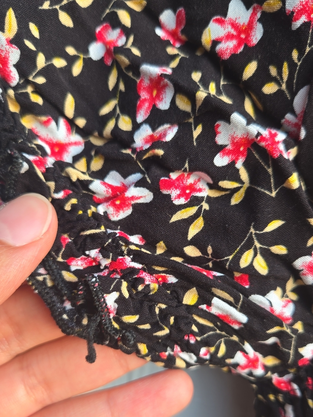 Dashing | Women's Black Floral Smocked Dress - Pink & White Flower Print - Picture 8 of 9
